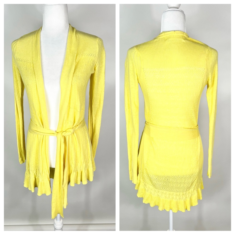Sparrow (Anthropologie) Pointelle Knit Belted Cardigan Sweater Size Small